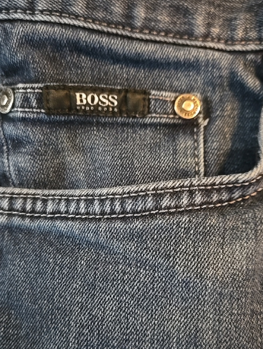 BOSS by Hugo Boss Men's 34/34 Slim-straight Blue Denim Jeans - Picture 2 of 9
